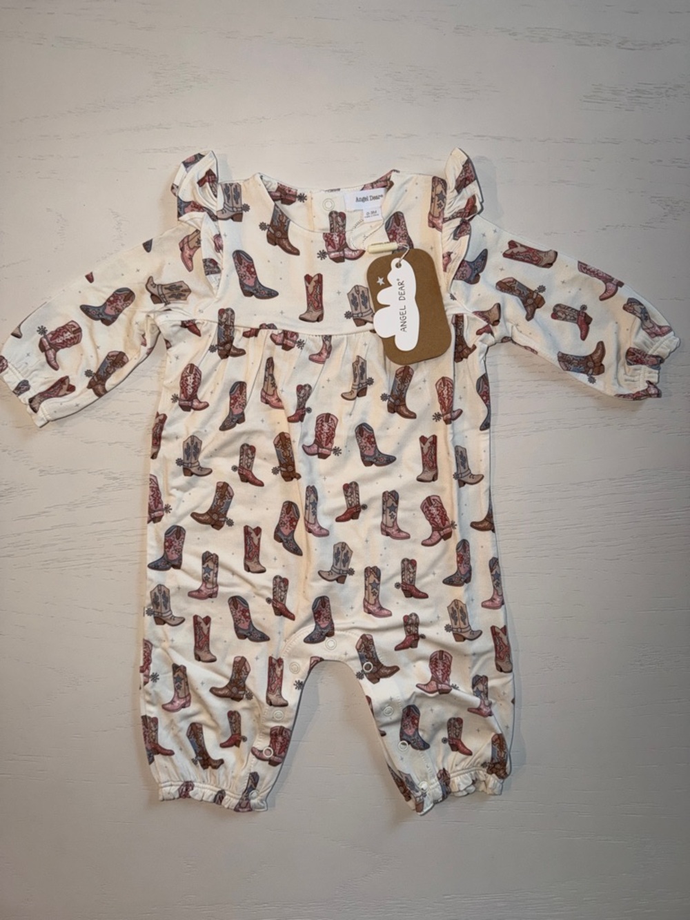 Angel Dear Future Cowgirl Boots Ruffle Romper 0-3 months